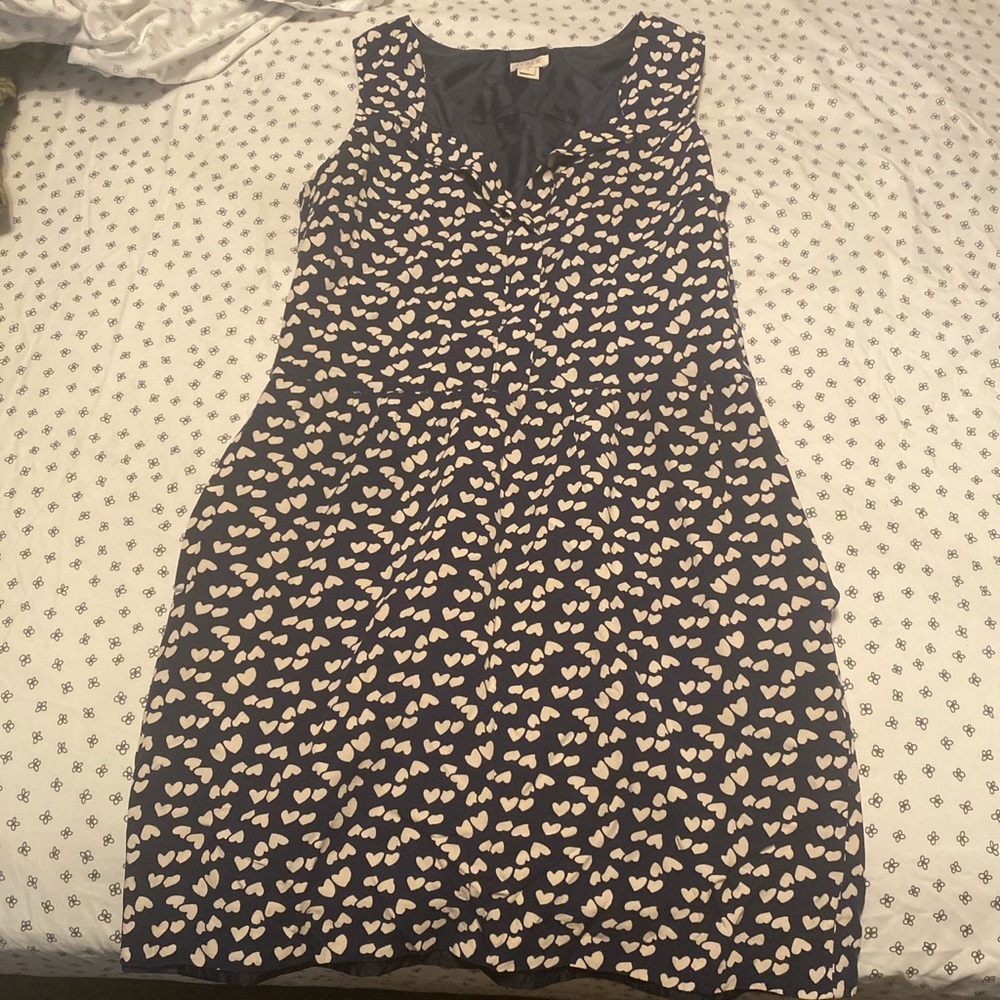 VINTAGE J. Crew NAVY BLUE & WHITE #HEART PRINT DESIGN MINI / MIDI DRESS❗️